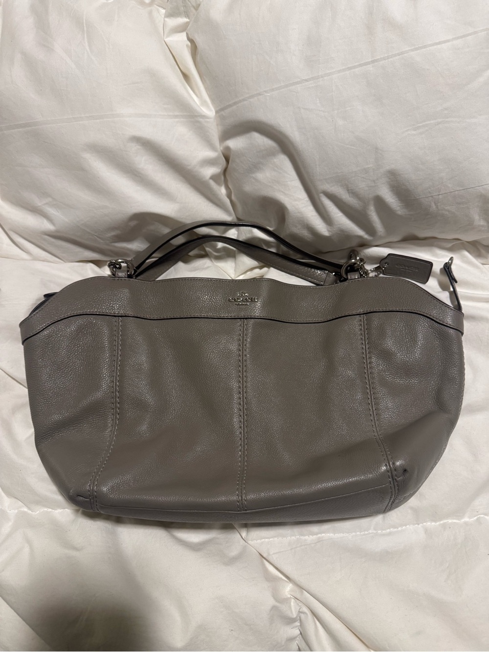 Coach Pebbled Leather Shoulder Bag in Taupe
